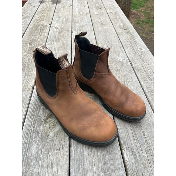 Men’s blundstones chelsea rustic brown leather boots shoes 9.5 chukka casual - Picture 1 of 8